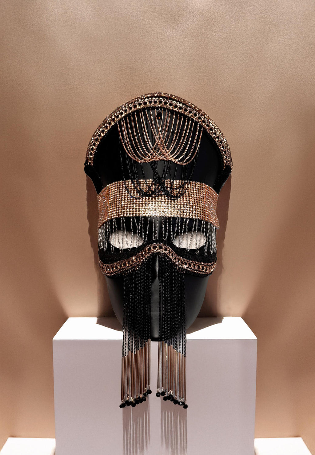 Nocturne Crown the Black Sultan mask - Mystic Chain Royal Veil - Velvet Dusk - Black and gold luxury - decorative wall mask - masquerade