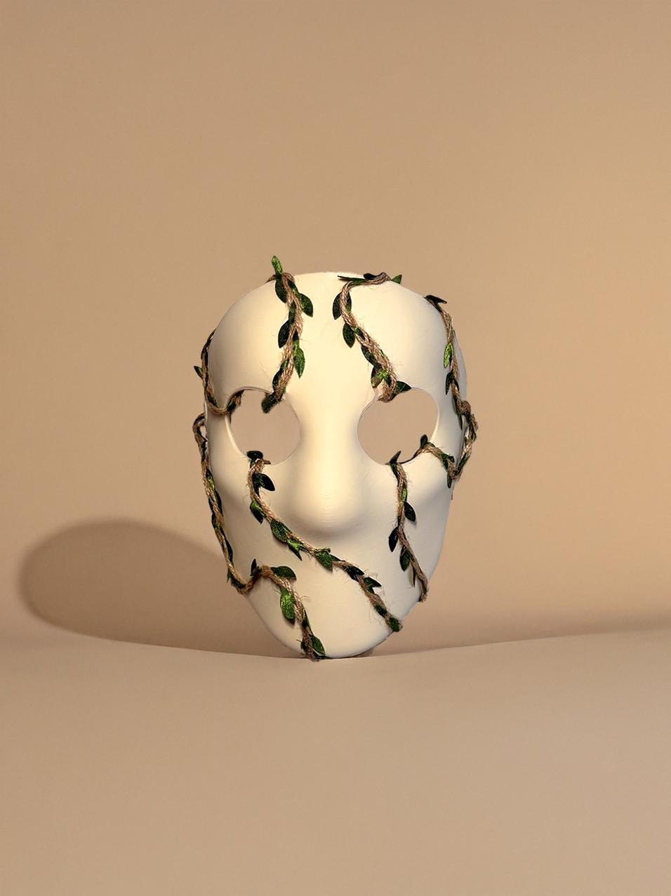 Forest Spirit Jute Leaf Mask - Naturebound Vine Masquerade - Green Ivy - Earthen Veil – Leafy Jute - Druid’s Embrace Mask – Eco Inspired