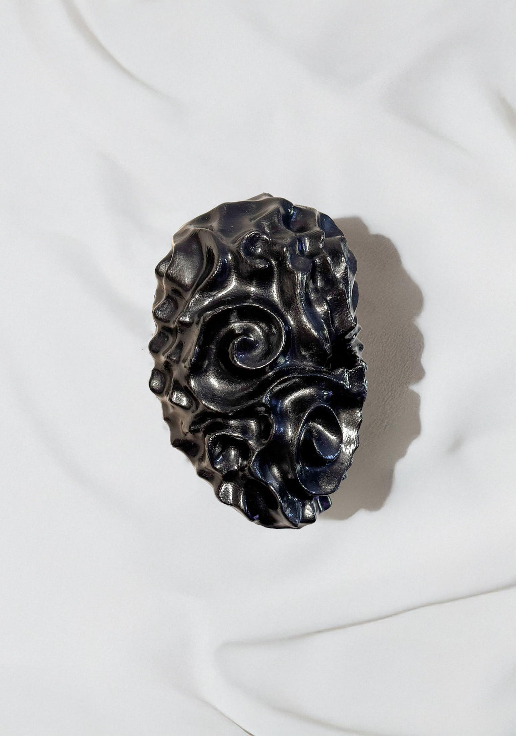 Obsidian Cursed Stone Effect Spiral Mask – Dark Art Facepiece - Abyssal Swirl Masquerade Mask - Handcrafted Black Horror – Gothic Wall Art