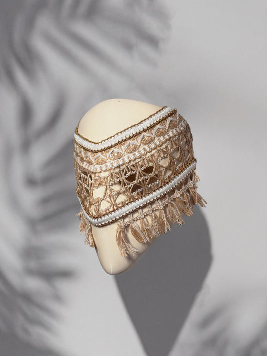 Rustic Ethnic Festival Mask with Fringe - Woven Boho Style - Handcrafted Bohemian Nature-Inspired - Halloween, party, masquerade mask