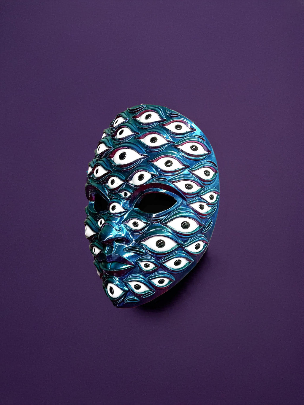 PRE-COLORED - NO Hand crafted - Psychedelic All Eyes Cosmic Multi-Eye Mask - Iridescent Multicolor Festival & Costume Mask