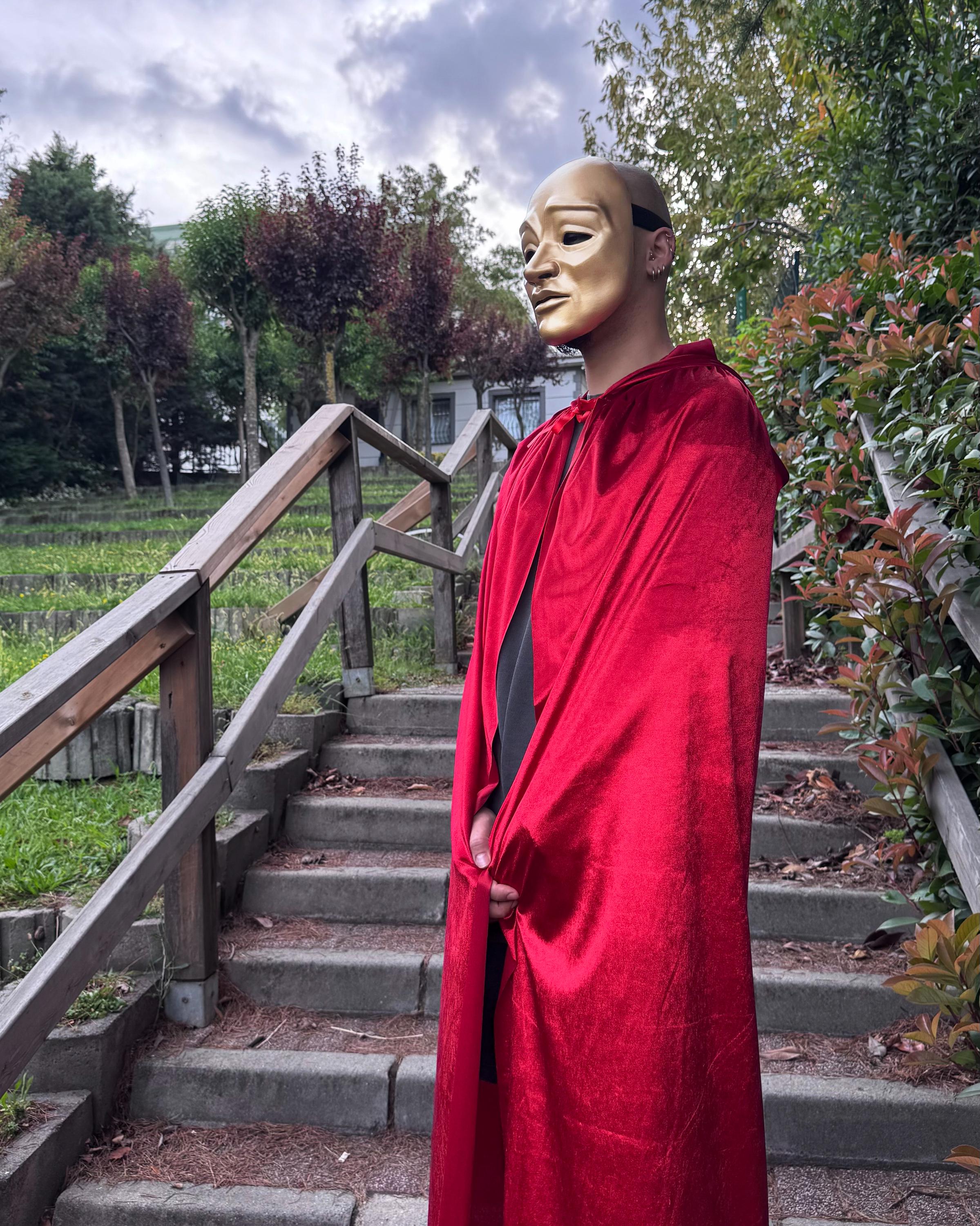 Eyes Wide Shut Golden Red Cloak Mask and Velvet Cloak - Red Cloak Judge Mask - Kubrick Film Mask - Halloween, Cosplay, party