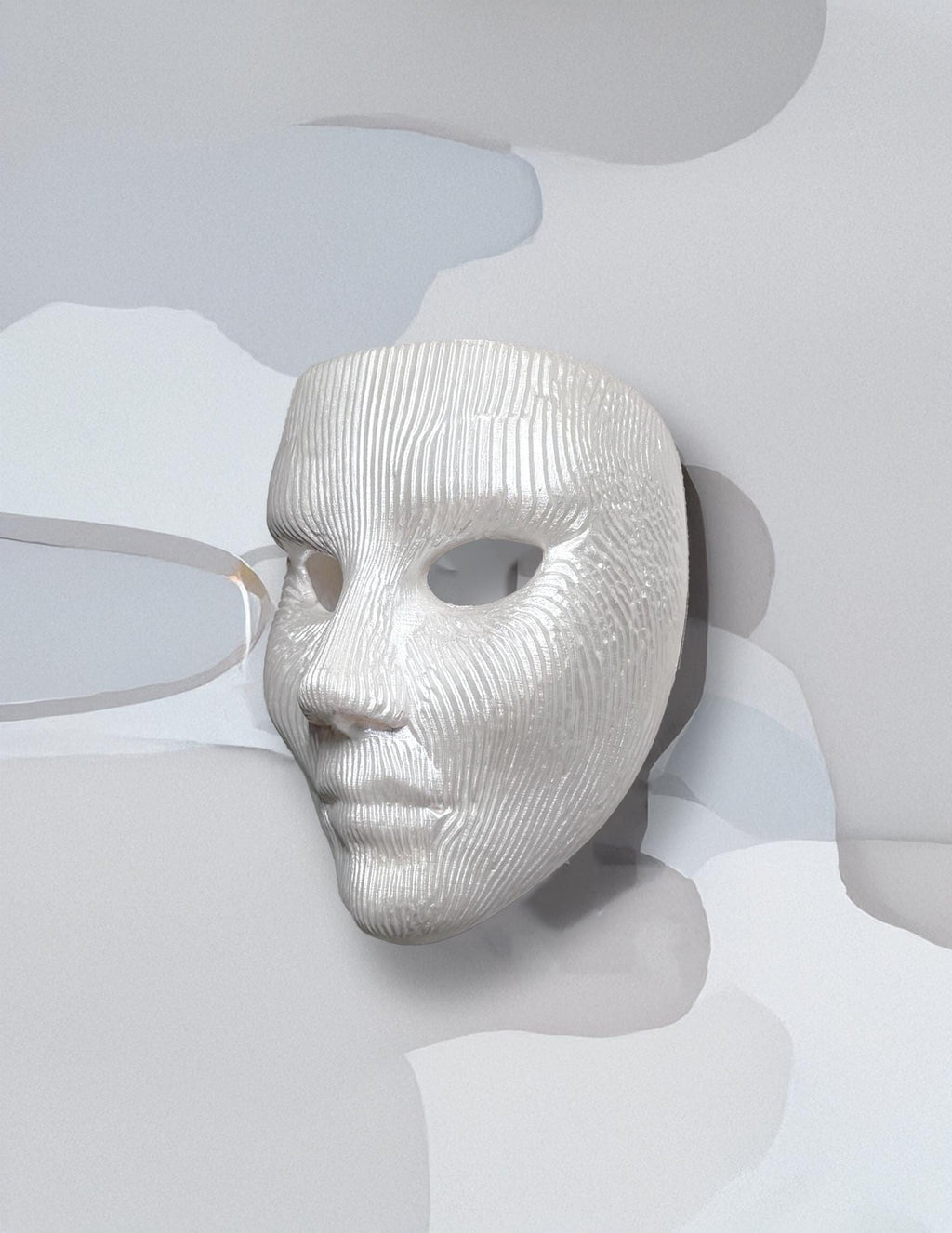 Minimalist Modern Lines Mask – White Textured Face Sculpture, Modern Wall Art, Unique Cosplay & Home Decor - Masquerade, Halloween, party