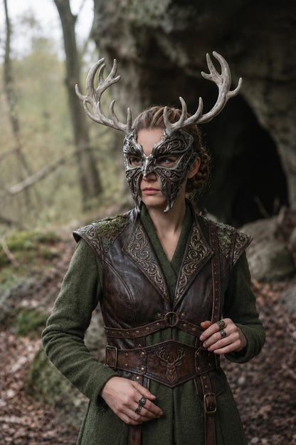 Forest Guardian Antler, Woodland Fantasy Mask: Elven Deer, Nature Inspired Cosplay, Fantasy Costume Accessory, LARP Mask