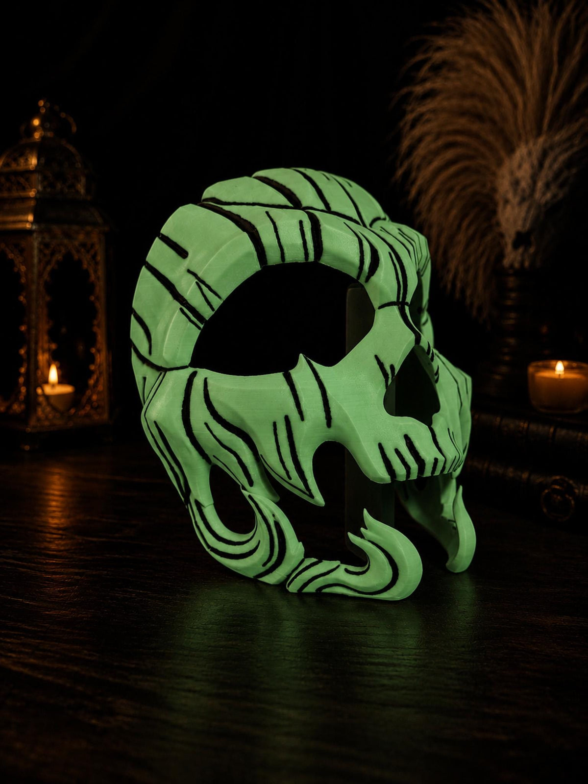 Pumpkin Skull Halloween Mask - Glow in dark lines - Jack-o-lantern Style - Scary