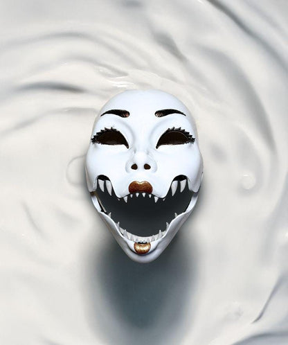 Demon Geisha Gold Mask - Japanese Horror Folklore, Cosplay Masquerade, cosplay