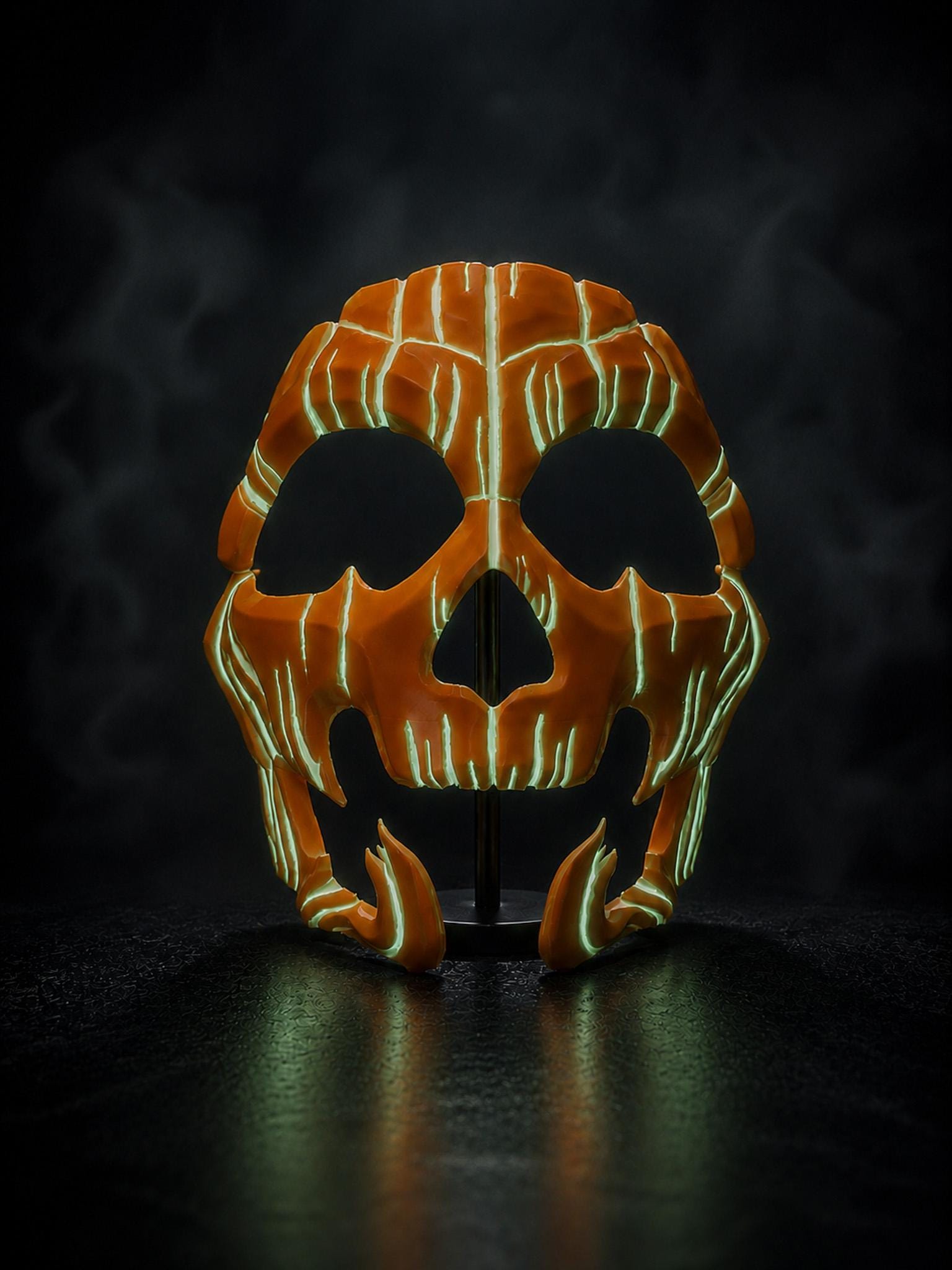 Pumpkin Skull Halloween Mask - Glow in dark lines - Jack-o-lantern Style - Scary