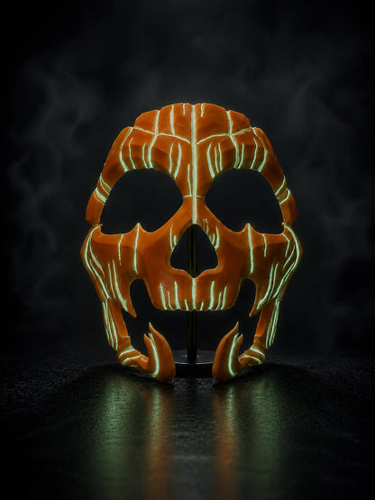 Pumpkin Skull Halloween Mask - Glow in dark lines - Jack-o-lantern Style - Scary