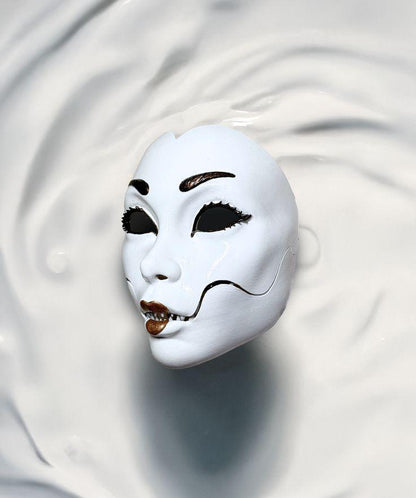 Demon Geisha Gold Mask - Japanese Horror Folklore, Cosplay Masquerade, cosplay