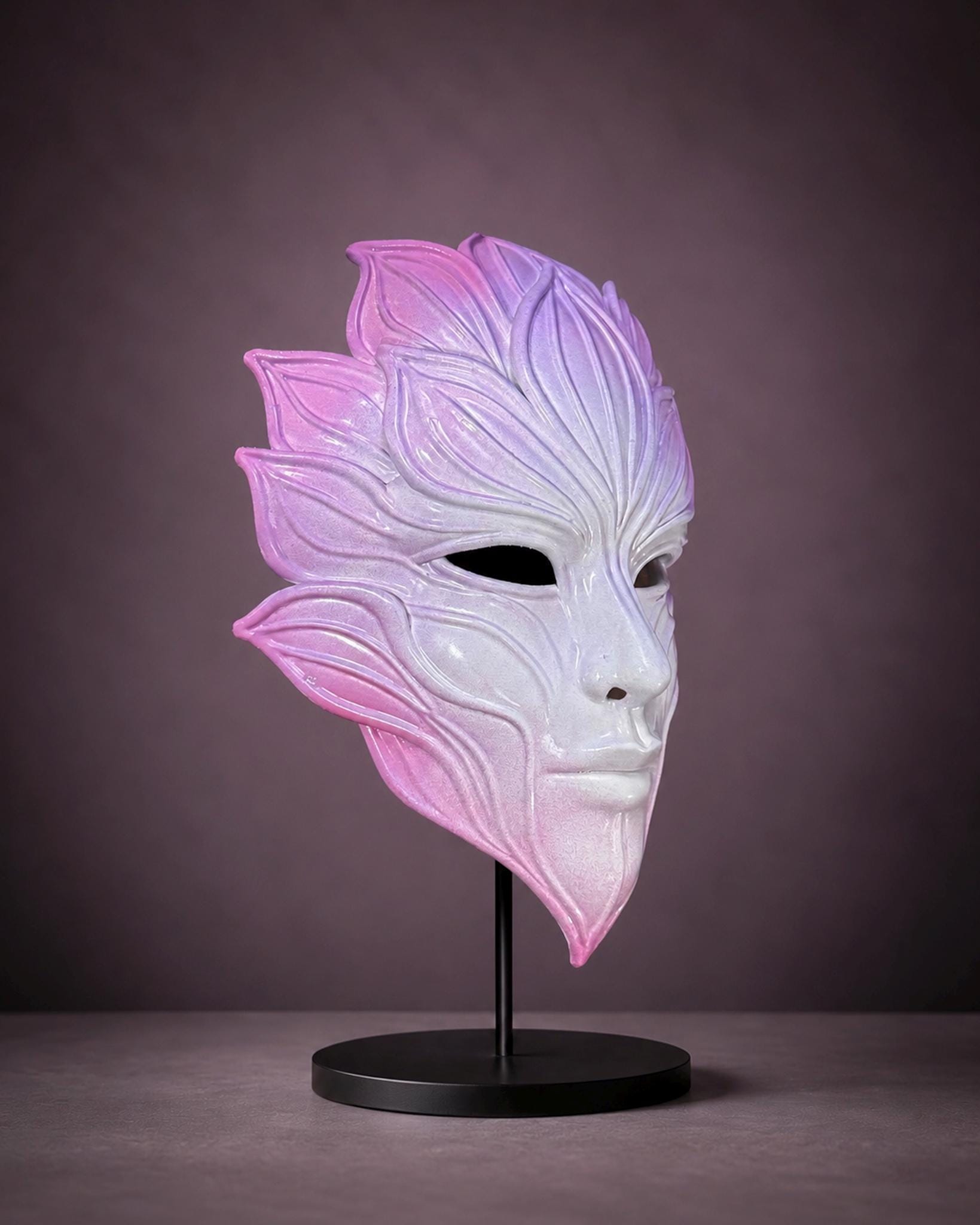 Lotus Bloom Fantasy, Pearlescent Floral Masquerade Mask: Botanical Fairy Costume, Pink Purple Cosplay Face