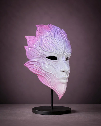 Lotus Bloom Fantasy, Pearlescent Floral Masquerade Mask: Botanical Fairy Costume, Pink Purple Cosplay Face