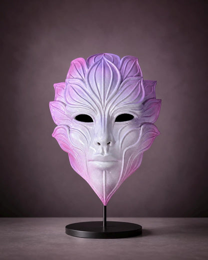 Lotus Bloom Fantasy, Pearlescent Floral Masquerade Mask: Botanical Fairy Costume, Pink Purple Cosplay Face
