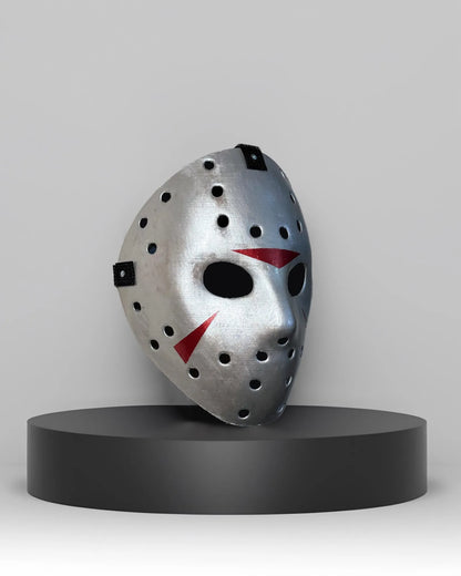 Jason Voorhees Friday the 13th; Handcrafted Spooky Halloween Mask, Venetian style with acrylic decoration for cosplay and fantasy events.