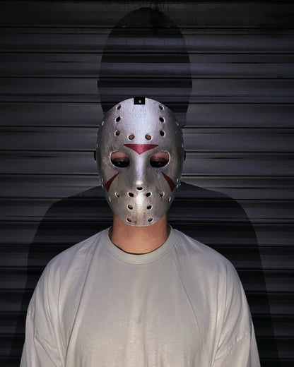 Jason Voorhees Friday the 13th; Handcrafted Spooky Halloween Mask, Venetian style, perfect for cosplay, fantasy, and masquerade events.