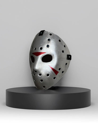 Jason Voorhees Friday the 13th; Handcrafted Spooky Halloween Mask, Venetian style for cosplay and fantasy decor.
