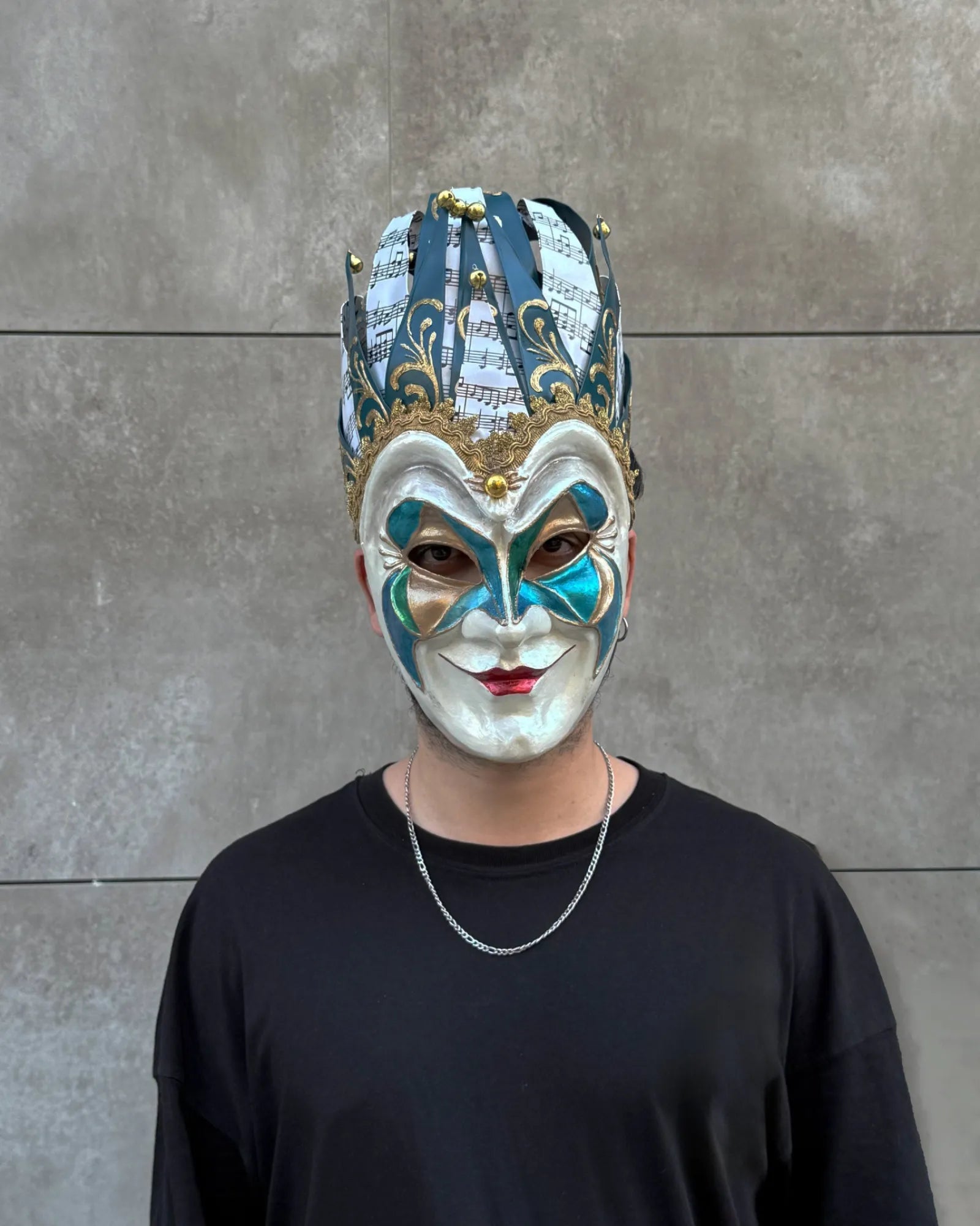 Joker Venetian Iconic Techno Blue; Colorful Rio Carnival, Jolly Mask - Venemask