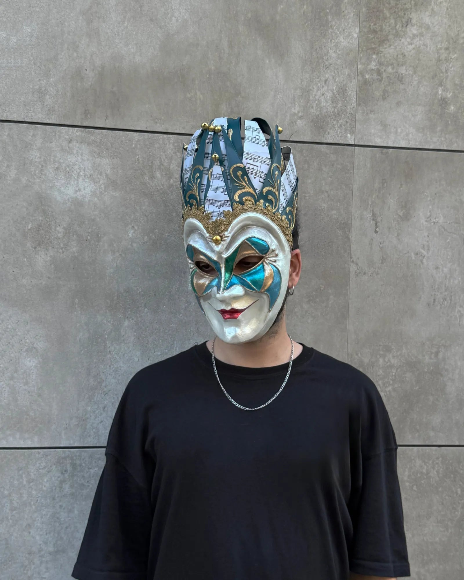 Joker Venetian Iconic Techno Blue; Colorful Rio Carnival, Jolly Mask - Venemask