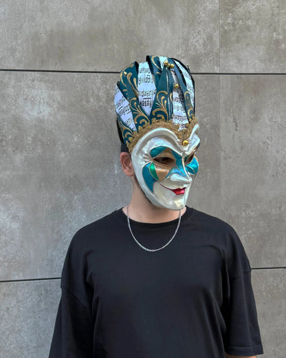 Joker Venetian Iconic Techno Blue; Colorful Rio Carnival, Jolly Mask - Venemask