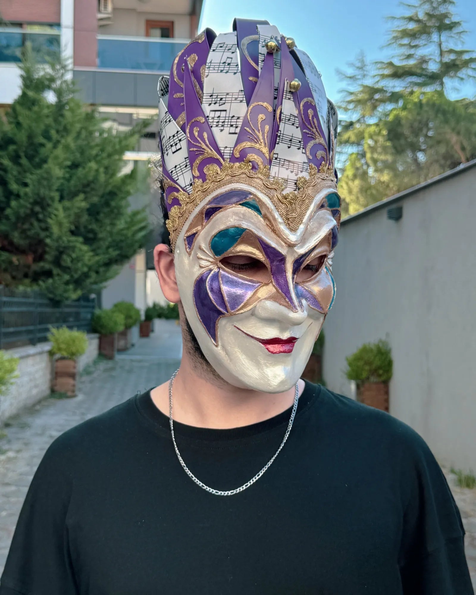 Joker Venetian Mask Iconic Techno Purple; Colorful Rio Carnival, Jolly Mask - handcrafted Venetian cosplay mask