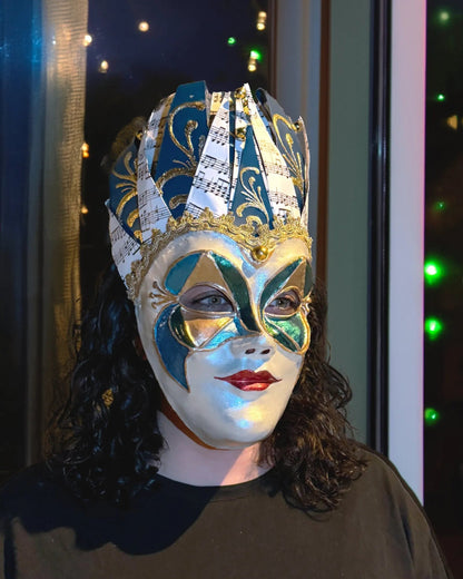 Joker Venetian Woman; Colorful Rio Carnival, Techno, Jolly Mask - Venemask