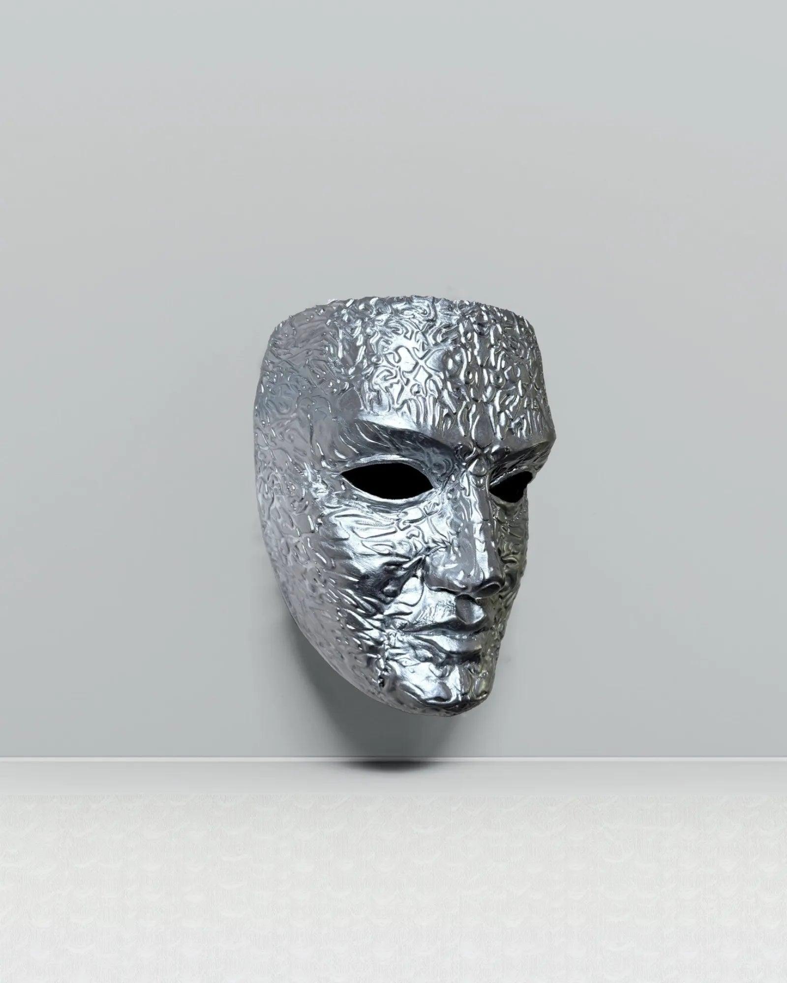 King Baldwin IV Kingdom of Heaven "The Leper" Embroidered Ancient Mask, handcrafted Venetian cosplay mask with silver detailing.