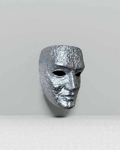 King Baldwin IV Kingdom of Heaven "The Leper" Embroidered Ancient Mask, handcrafted Venetian cosplay mask with silver detailing.