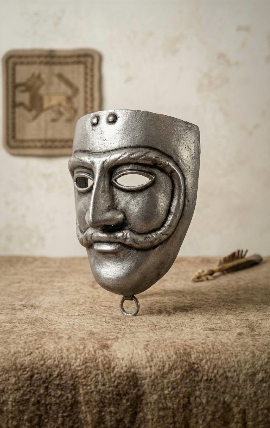 Kipchak Cuman Turkic Warrior Mask: Medieval Steppe Nomad Wall Decor – Handmade Historical Mask - Venemask
