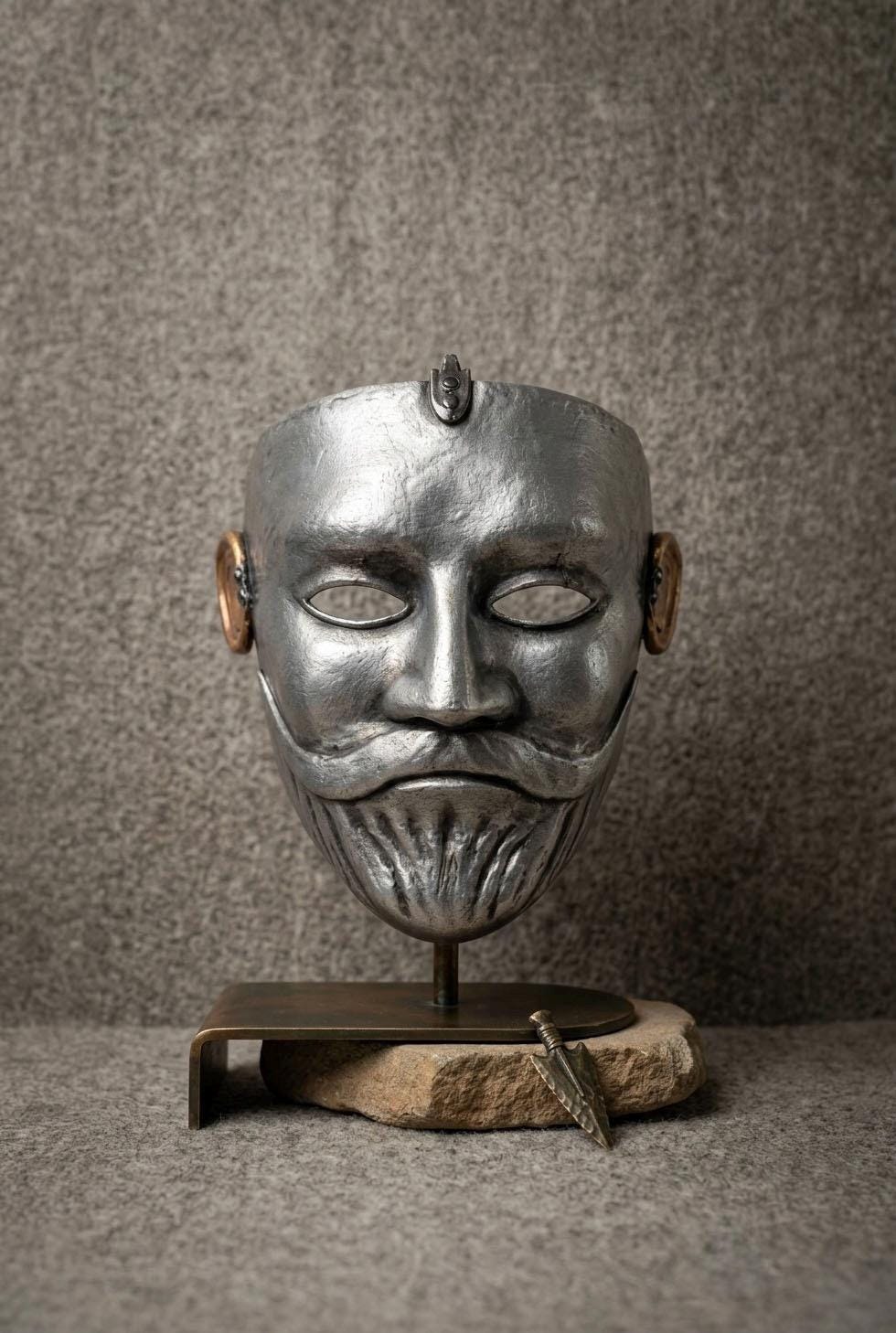 Kurgan Stela Kipchak Cuman Turkic Warrior Mask: Medieval Steppe Nomad Wall Decor – Handmade Historical Mask - Venemask