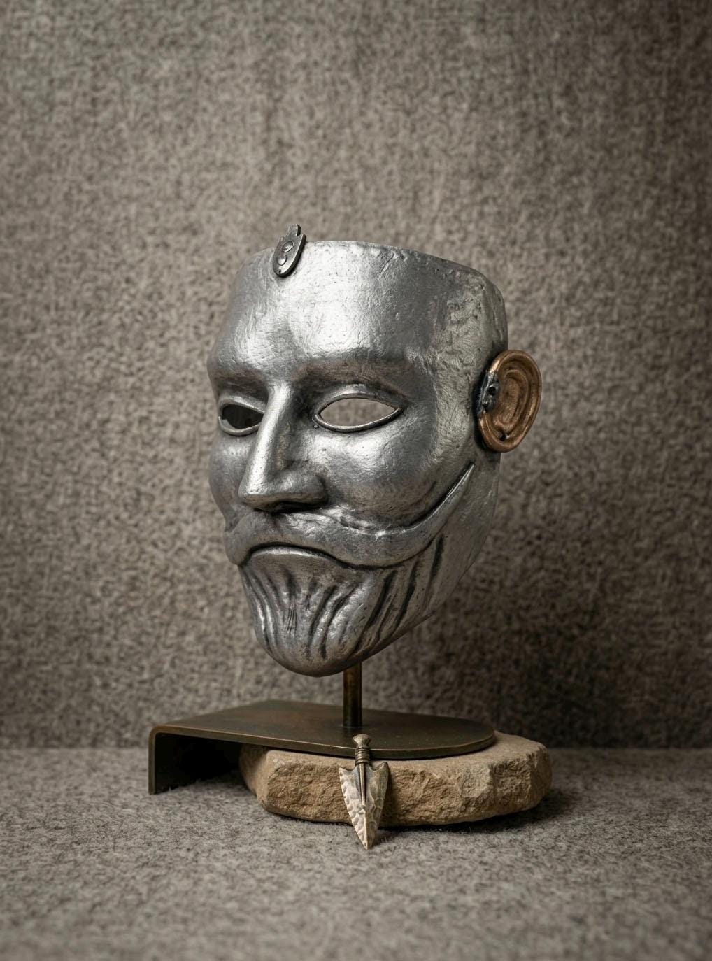Kurgan Stela Kipchak Cuman Turkic Warrior Mask: Medieval Steppe Nomad Wall Decor – Handmade Historical Mask - Venemask