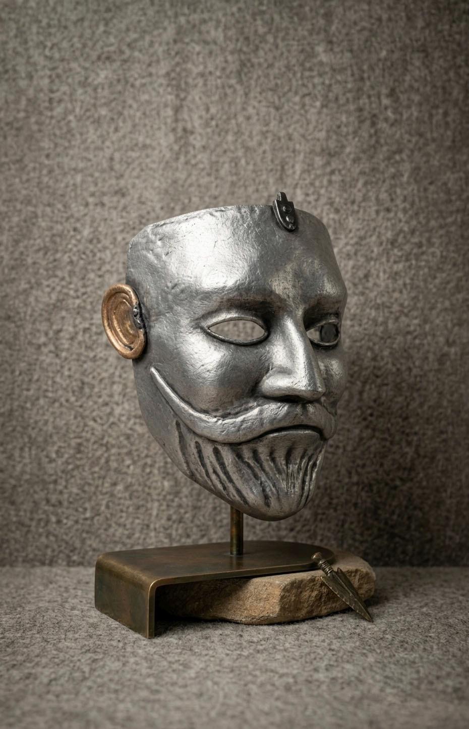 Kurgan Stela Kipchak Cuman Turkic Warrior Mask: Medieval Steppe Nomad Wall Decor – Handmade Historical Mask - Venemask