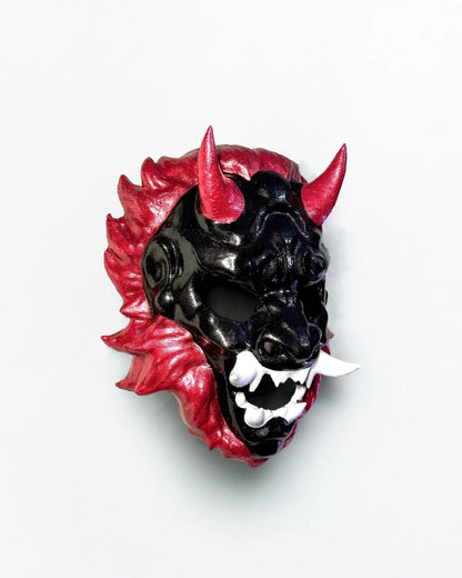 Majesty of Lion Oni; Samurai Aesthetics Oni Demons Mythology Masquerade mask, handcrafted Venetian cosplay fantasy mask