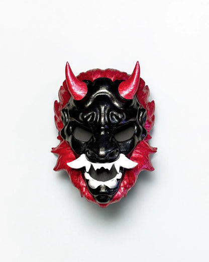 Majesty of Lion Oni; Samurai Aesthetics Oni Demons Mythology Masquerade mask, handcrafted Venetian mask for cosplay and fantasy