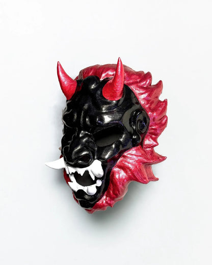 Majesty of Lion Oni; Samurai Aesthetics Oni Demons Mythology Masquerade mask, handcrafted Venetian cosplay fantasy mask
