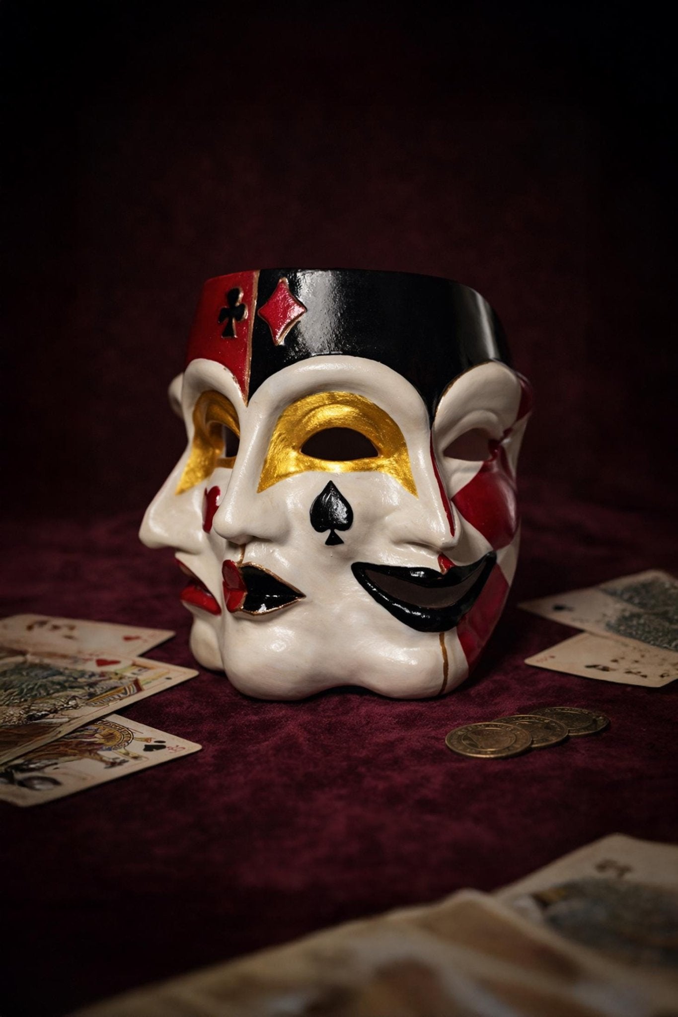 Mask of Duality, Eyes Wide Shut Inspired Mask: Dual face, Joker, Jester, Harlequin - Venemask