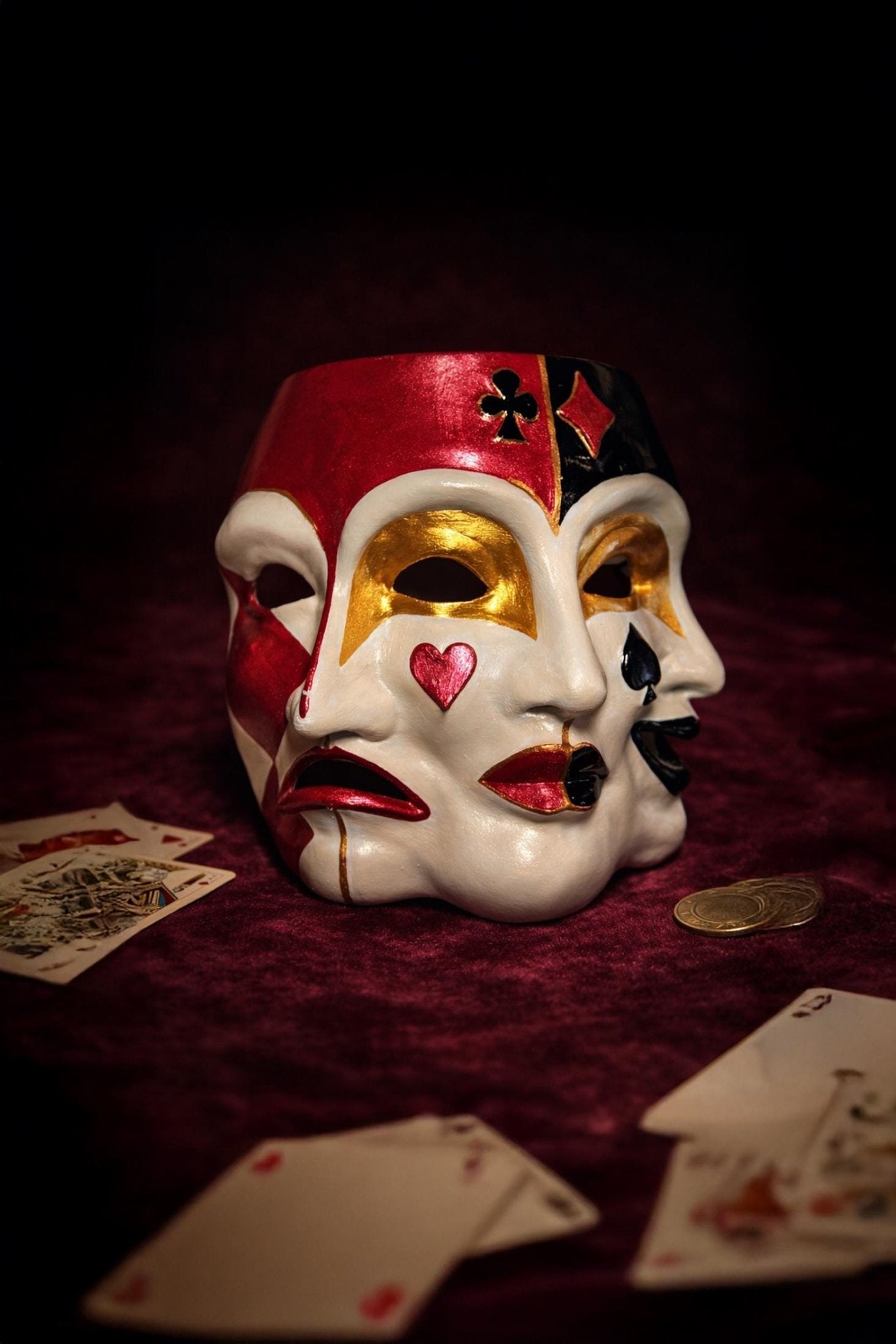 Mask of Duality, Eyes Wide Shut Inspired Mask: Dual face, Joker, Jester, Harlequin - Venemask