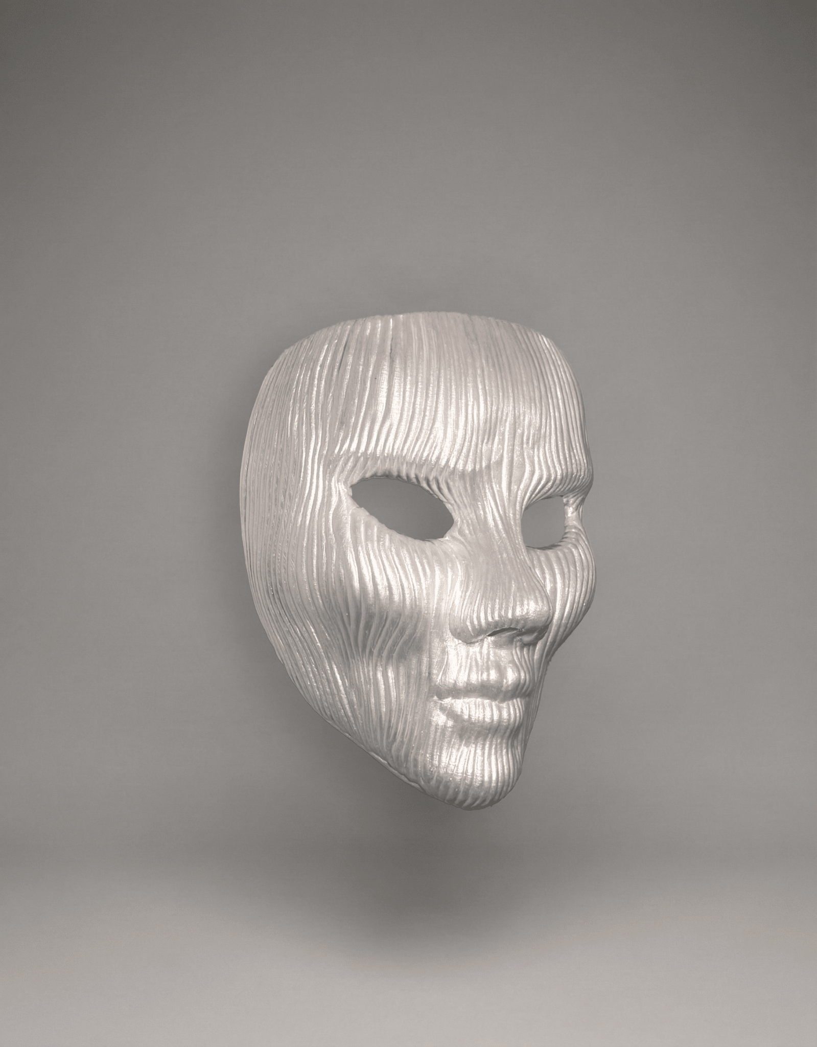 Minimalist Modern Lines; White Textured Face Sculpture, Modern Art mask - Venemask