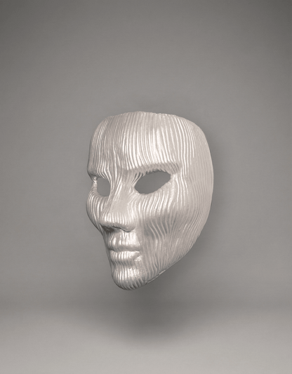 Minimalist Modern Lines; White Textured Face Sculpture, Modern Art mask - Venemask