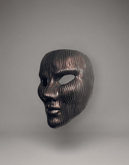 Minimalist Modern Lines; White Textured Face Sculpture, Modern Art mask - Venemask
