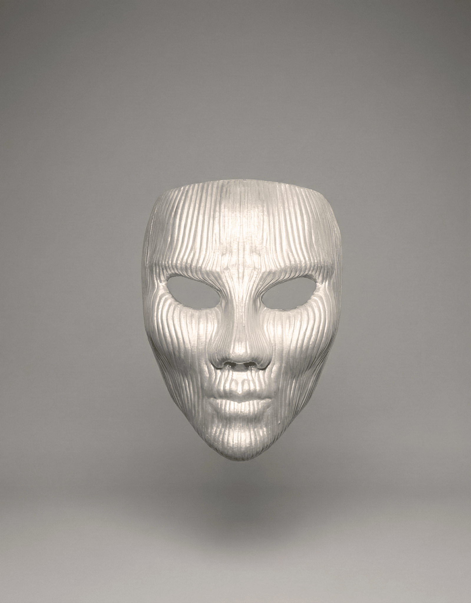 Minimalist Modern Lines; White Textured Face Sculpture, Modern Art mask - Venemask