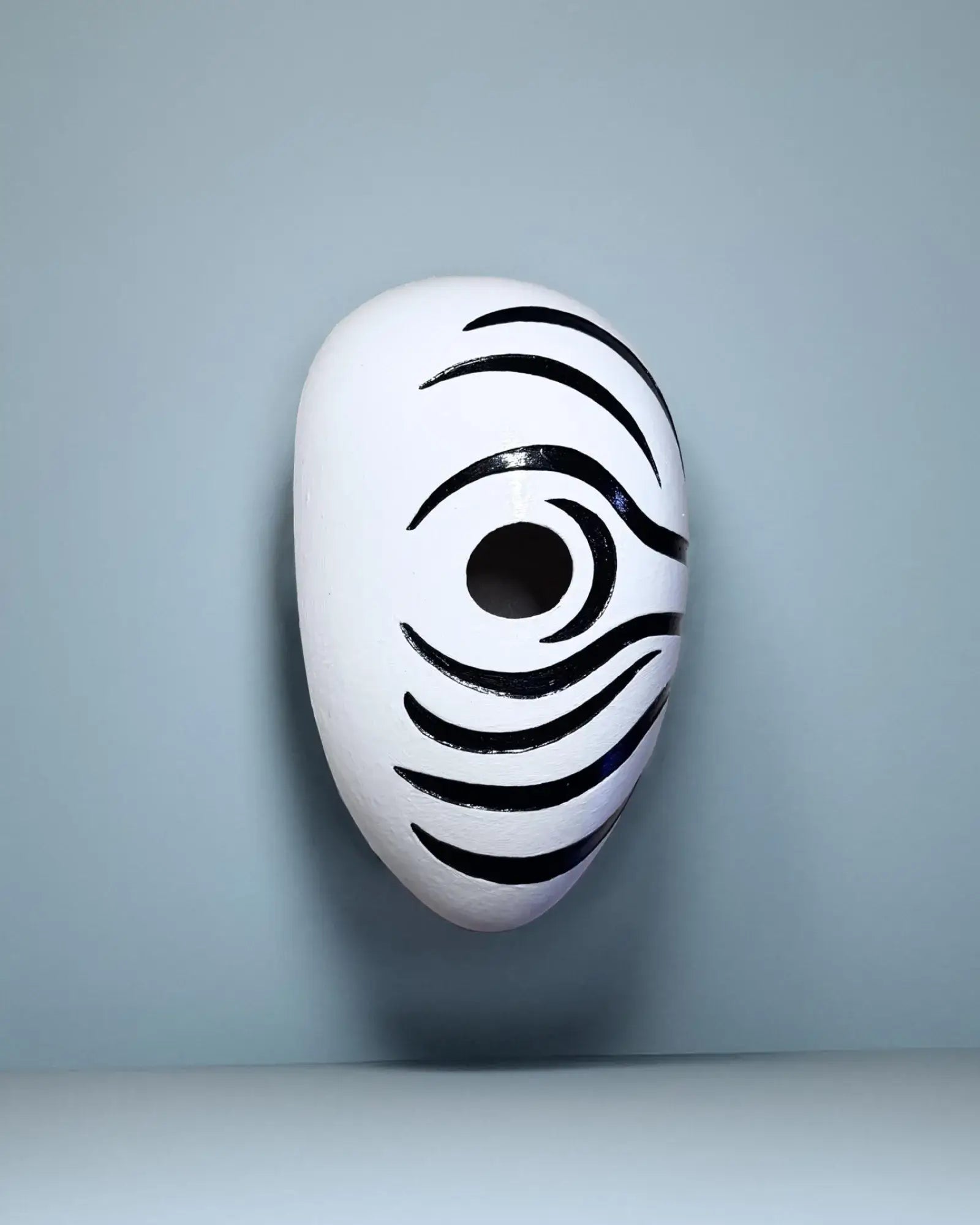 Obito Mex; Anime Akatsuki Cosplay Prop, Handmade Japanese Style mask displayed against a minimalist background.