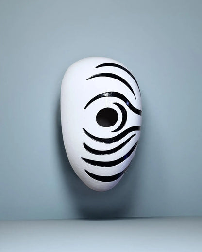 Obito Mex; Anime Akatsuki Cosplay Prop, Handmade Japanese Style mask displayed against a minimalist background.