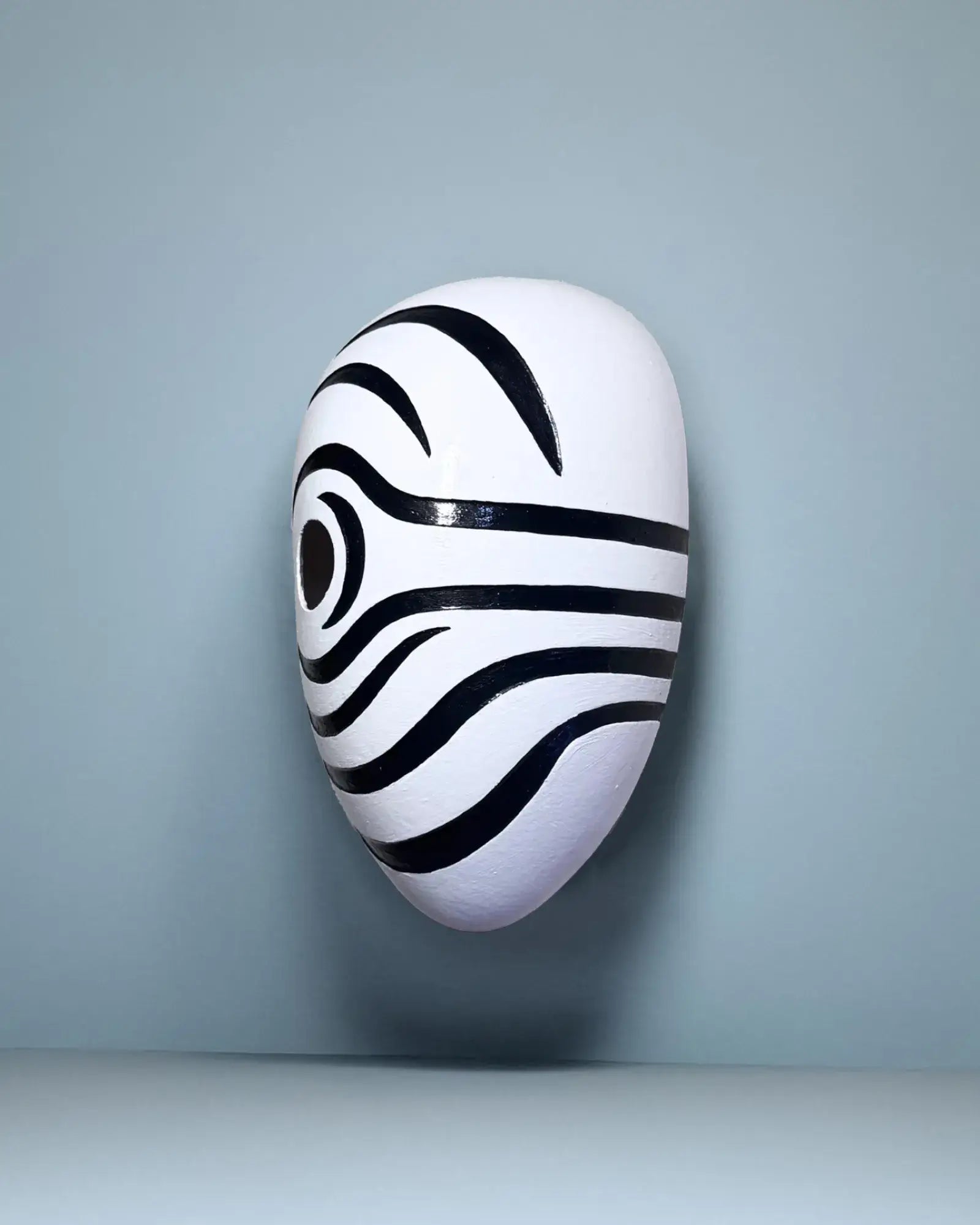 Obito Mex; Anime Akatsuki Cosplay Prop, Handmade Japanese Style mask showcasing handcrafted black and white design.