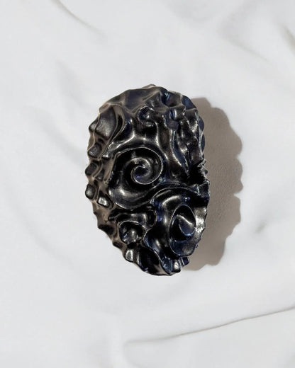 Obsidian Cursed Stone Effect Spiral; Dark Art Facepiece, Abyssal Swirl Mask - Venemask