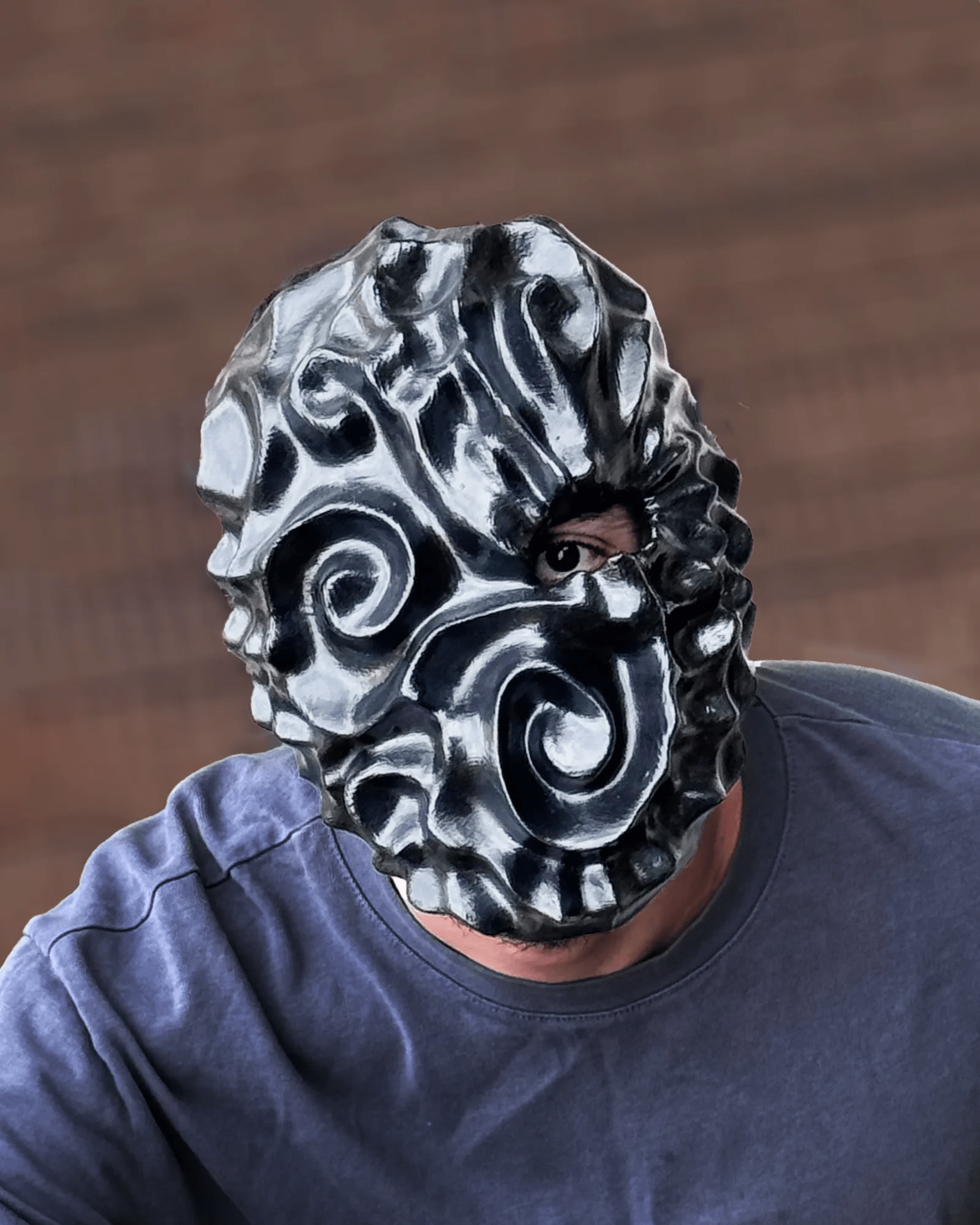 Obsidian Cursed Stone Effect Spiral; Dark Art Facepiece, Abyssal Swirl Mask - Venemask