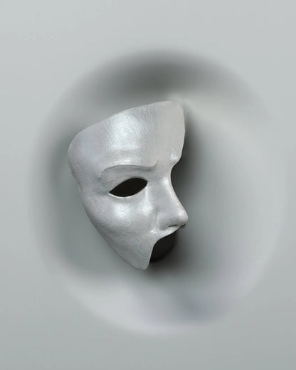 Phantom of the Opera Movie; White Half Face Erik Ghost Musical Mask, handcrafted Venetian cosplay accessory