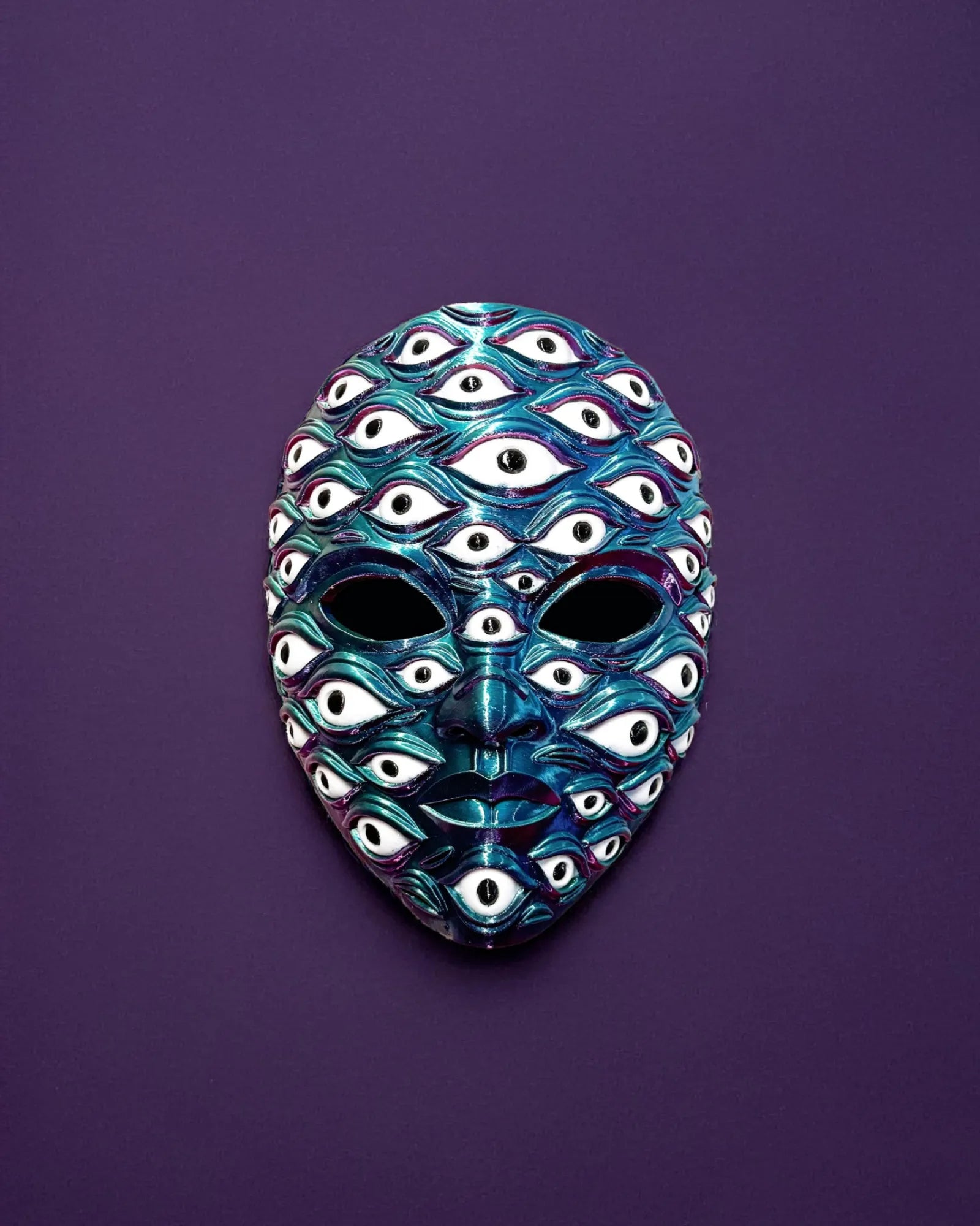PRE-COLORED Multicolor; Psychedelic All Eyes Cosmic Multi-Eye Mask, handcrafted Venetian mask for cosplay and fantasy.