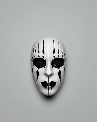 PRE-COLORED; Slipknot Joey Jordison White and Black Mask, handcrafted Venetian cosplay mask with fantasy design.