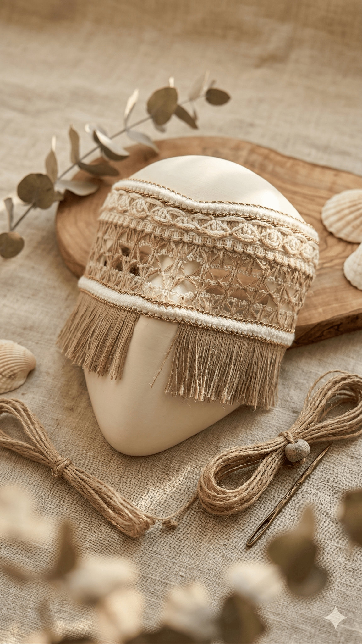 Rustic Ethnic Woven Boho Style; Handcrafted Bohemian, Nature - Inspired Festival Mask - Venemask
