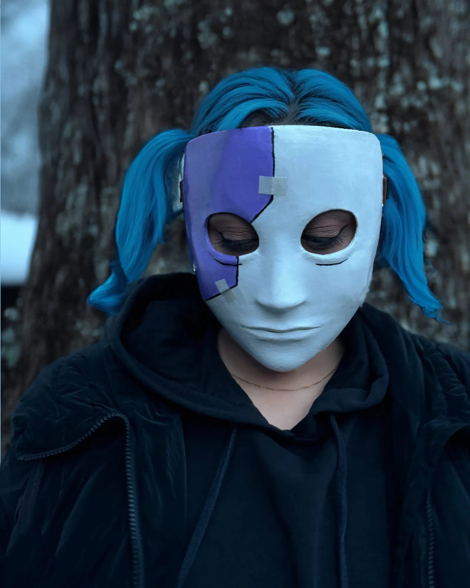 Sally Face Mask For Cosplay; Purple and White - Sal Fisher Prosthesis Mask - Venemask
