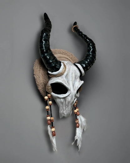 Shaman Goat Skull; Ram Horns, Whimsical Mystic Voodoo Costume Cosplay mask - Venemask